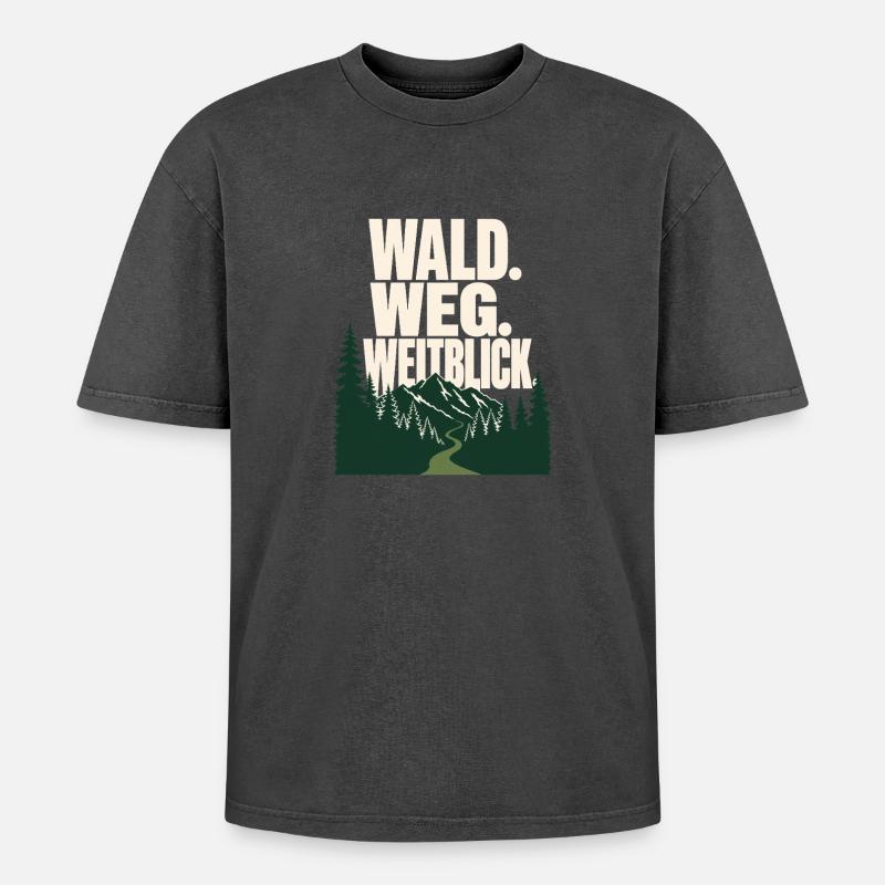 Schwarzwald Wandern, Wald. Weg. Weitblick - Oversized Unisex Premium Acid-Washed T-Shirt - Pink Acid Wash