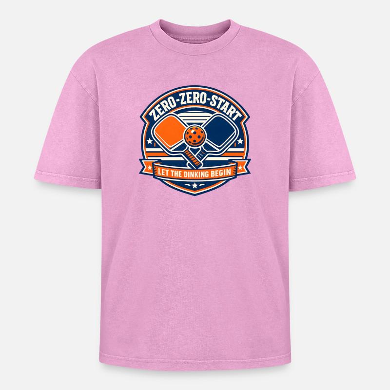 Zero-Zero-Start Trinkbadge - Oversized Unisex Premium Acid-Washed T-Shirt - Pink Acid Wash