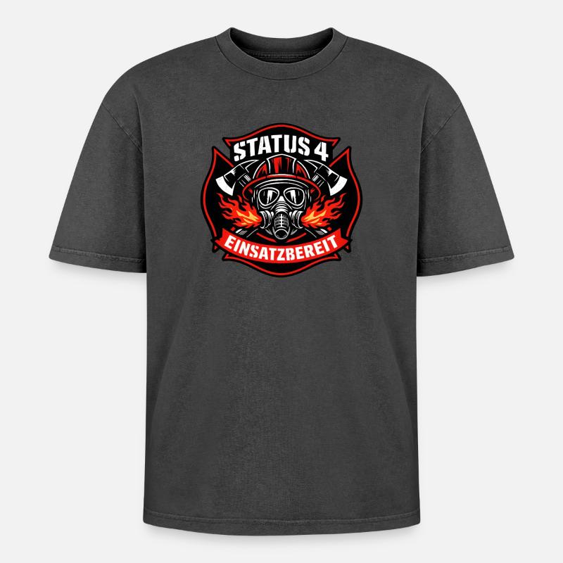 Status 4 Einsatzbereit Logo - Oversized Unisex Premium Acid-Washed T-Shirt - Pink Acid Wash