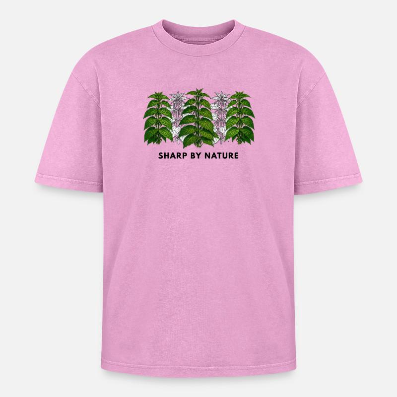 Stinging nettle is sharp by nature - Oversized Unisex Premium Acid-Washed T-Shirt - acid washed pink