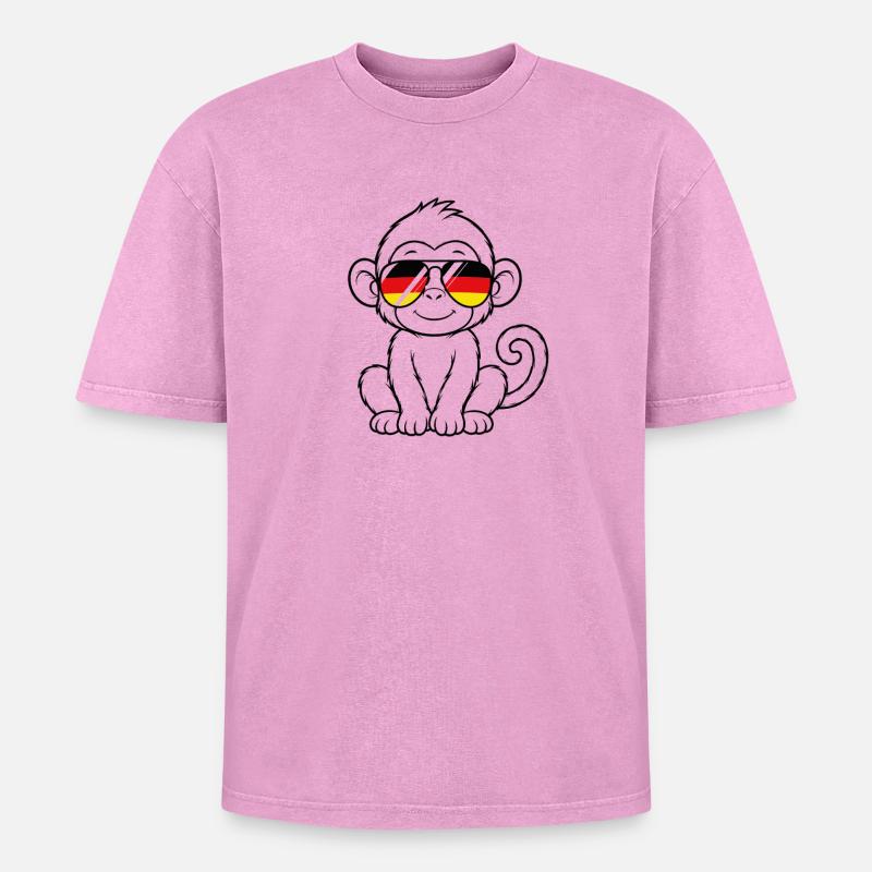 German flag monkey german Germany monkey - Oversized Unisex Premium Acid-Washed T-Shirt - acid washed pink