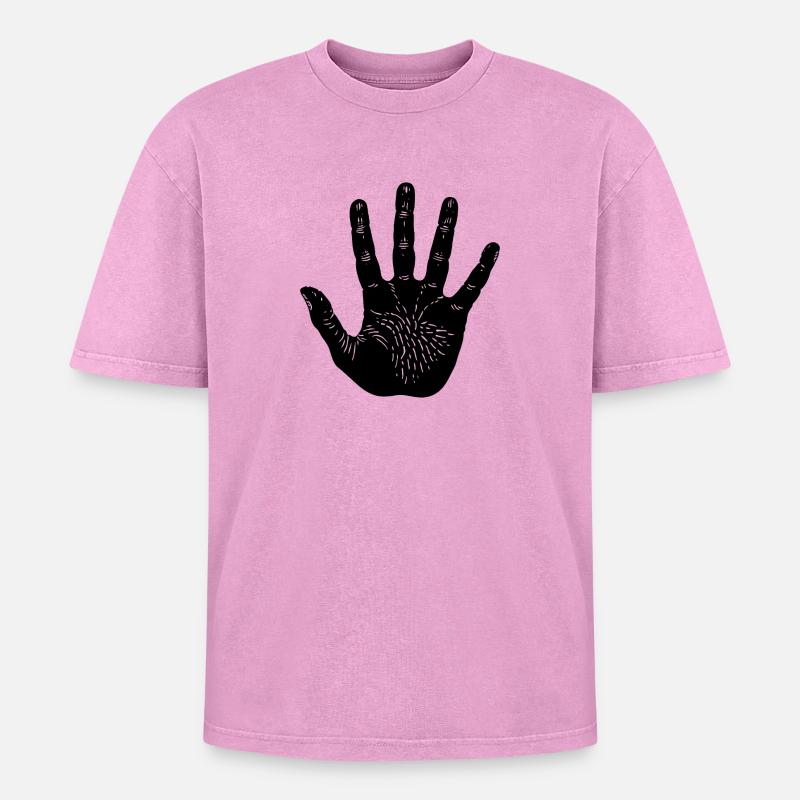 Empreinte de main - T-shirt Premium unisexe oversize acid-washed - rose délavé acide