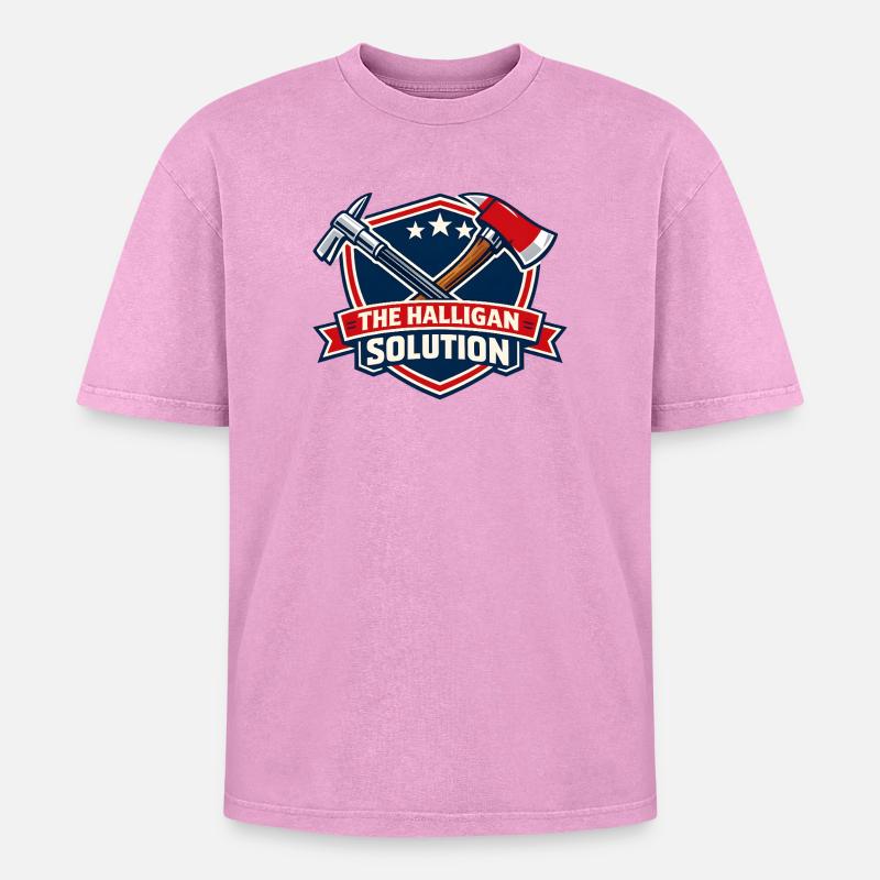 Halligan Solution Schild Grafik - Oversized Unisex Premium Acid-Washed T-Shirt - Pink Acid Wash