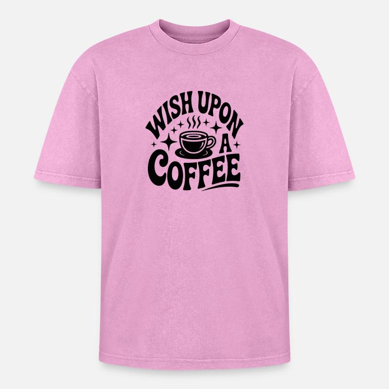Wish for coffee magic - Oversized Unisex Premium Acid-Washed T-Shirt - acid washed pink