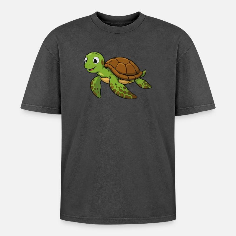 Cuddly turtle illustration - Oversized Unisex Premium Acid-Washed T-Shirt - acid washed pink