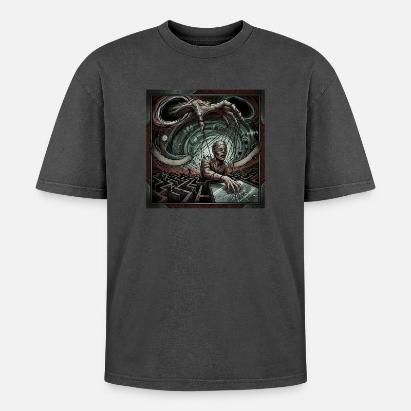 Strings of Control - Oversized Unisex Premium Acid-Washed T-Shirt - acid washed pink