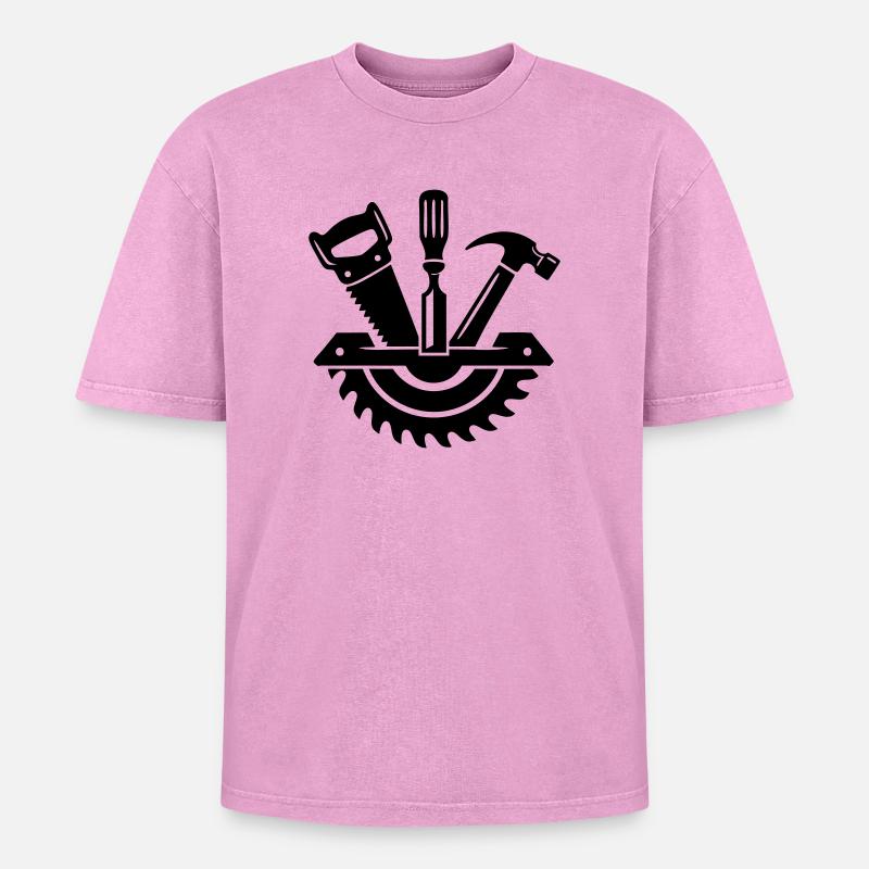 Carpenter Tool – Carpenter Logo - Oversized Unisex Premium Acid-Washed T-Shirt - acid washed pink