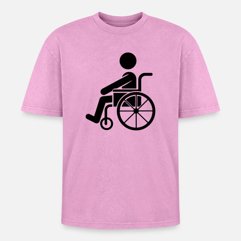 Mann im Rollstuhl - Oversized Unisex Premium Acid-Washed T-Shirt - Pink Acid Wash