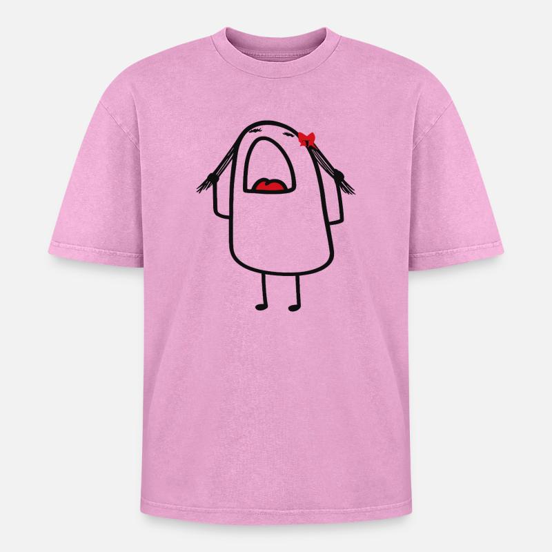 Red Bow Backpack Buddy - Oversized Unisex Premium Acid-Washed T-Shirt - acid washed pink