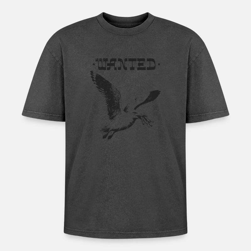 Wanted - Thieving Seagull - Oversized Unisex Premium Acid-Washed T-Shirt - acid washed pink