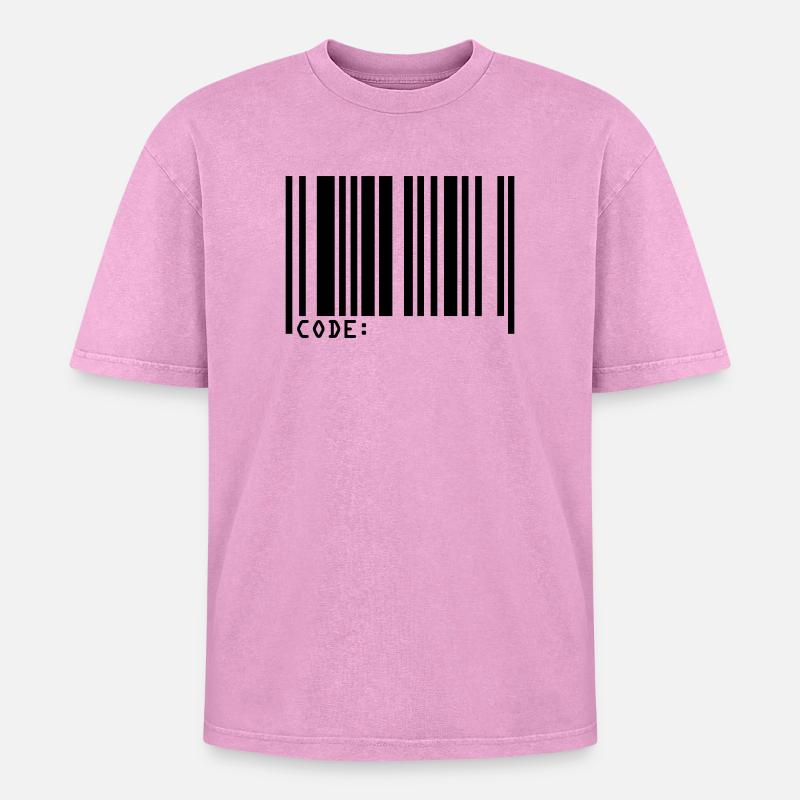 barcode - Oversized Unisex Premium Acid-Washed T-Shirt - Pink Acid Wash