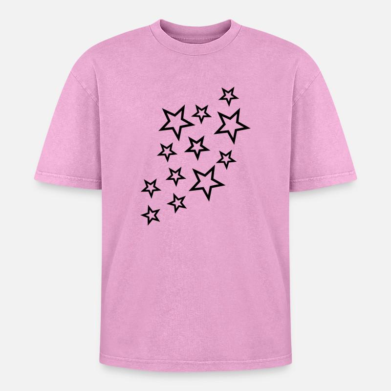 sterne und sternchen - Oversized Unisex Premium Acid-Washed T-Shirt - Pink Acid Wash