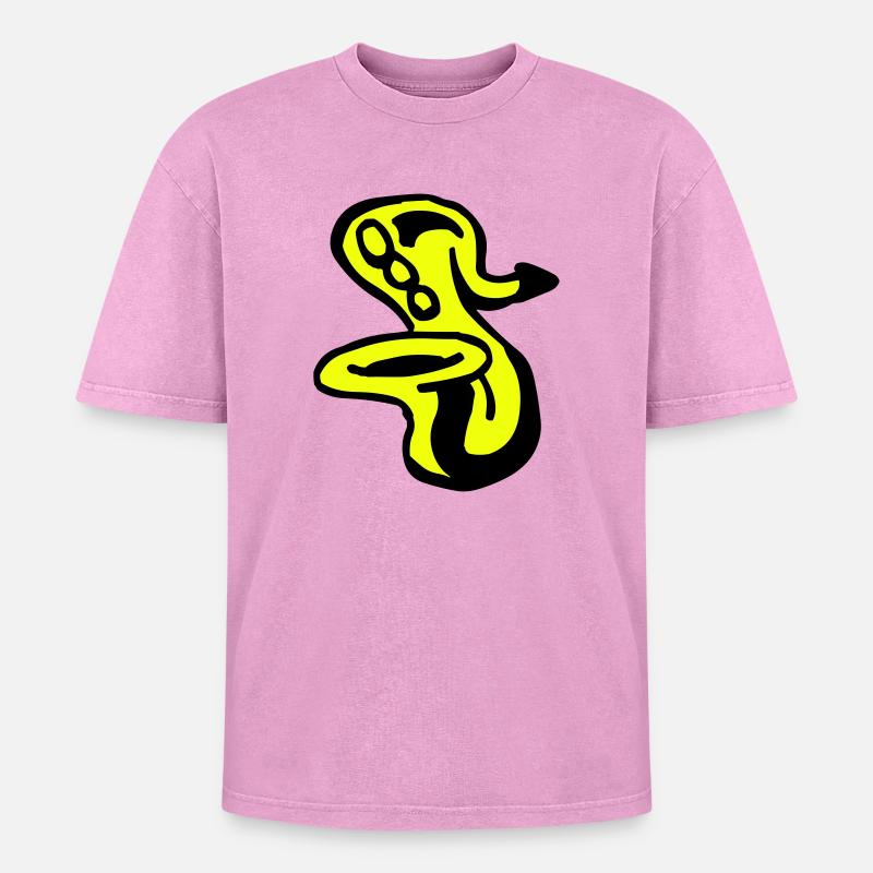 Saxophon - Oversized Unisex Premium Acid-Washed T-Shirt - Pink Acid Wash