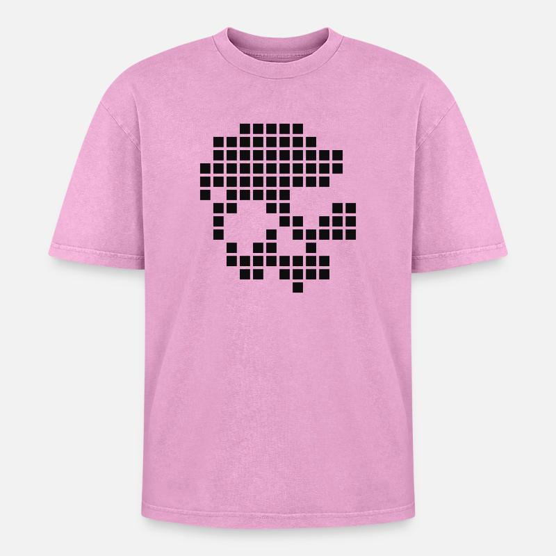 Crâne numérique - T-shirt Premium unisexe oversize acid-washed - rose délavé acide