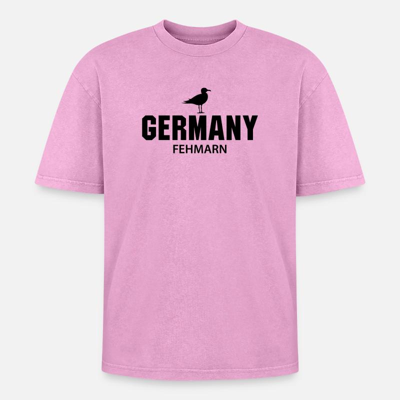 Fehmarn GERMANY - Oversized Unisex Premium Acid-Washed T-Shirt - acid washed pink