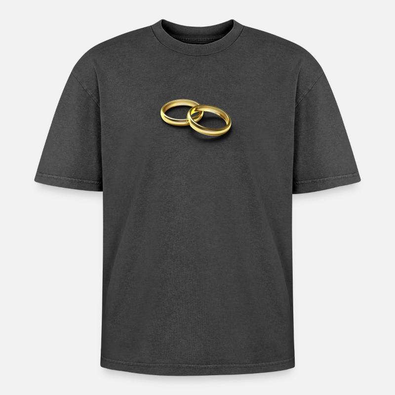 wedding rings - Oversized Unisex Premium Acid-Washed T-Shirt - undefined