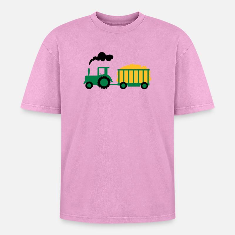 tractor - Oversized Unisex Premium Acid-Washed T-Shirt - acid washed pink