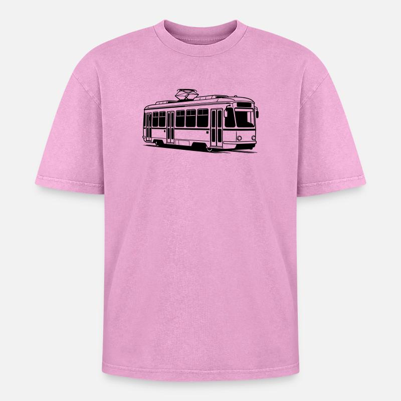 Straßenbahn - Oversized Unisex Premium Acid-Washed T-Shirt - Pink Acid Wash