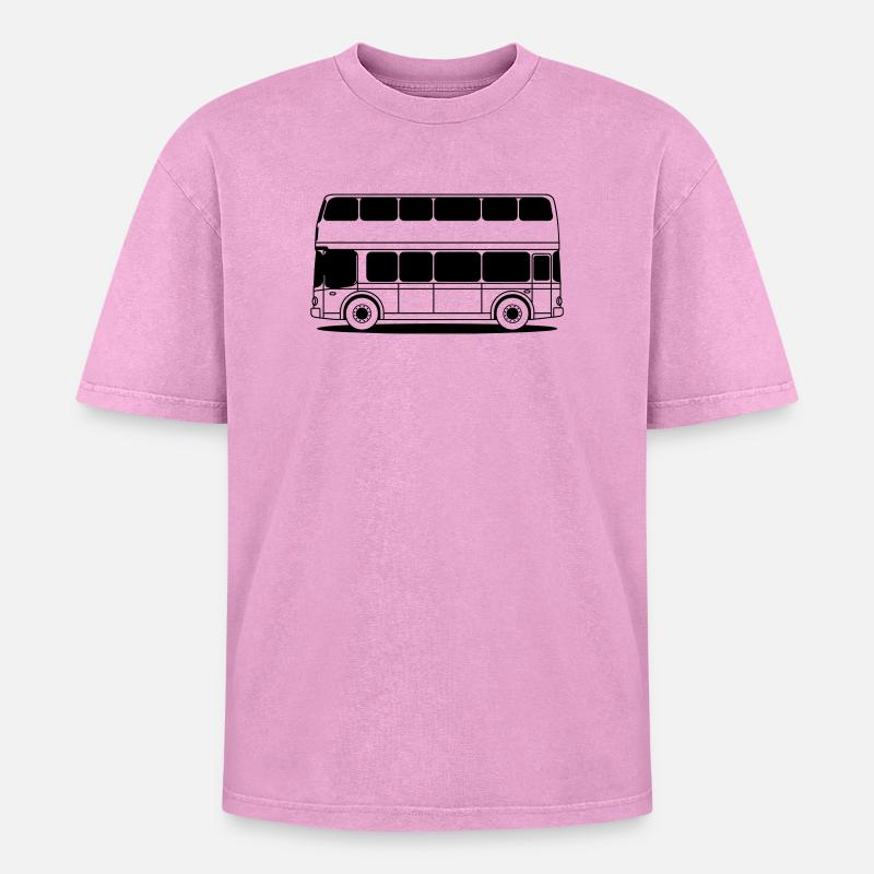 Doppeldeckerbus - Oversized Unisex Premium Acid-Washed T-Shirt - Pink Acid Wash