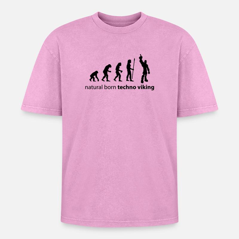 evolution_techno_viking - T-shirt Premium unisexe oversize acid-washed - rose délavé acide