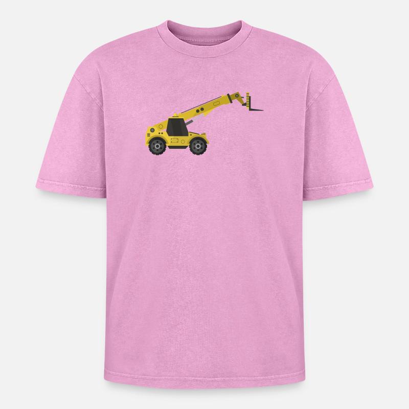 Telescopic handler - Oversized Unisex Premium Acid-Washed T-Shirt - acid washed pink