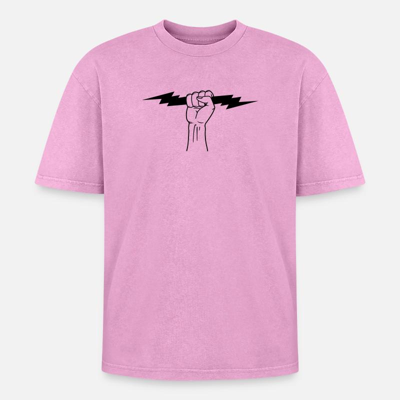 Blitz in der Faust - Oversized Unisex Premium Acid-Washed T-Shirt - Pink Acid Wash