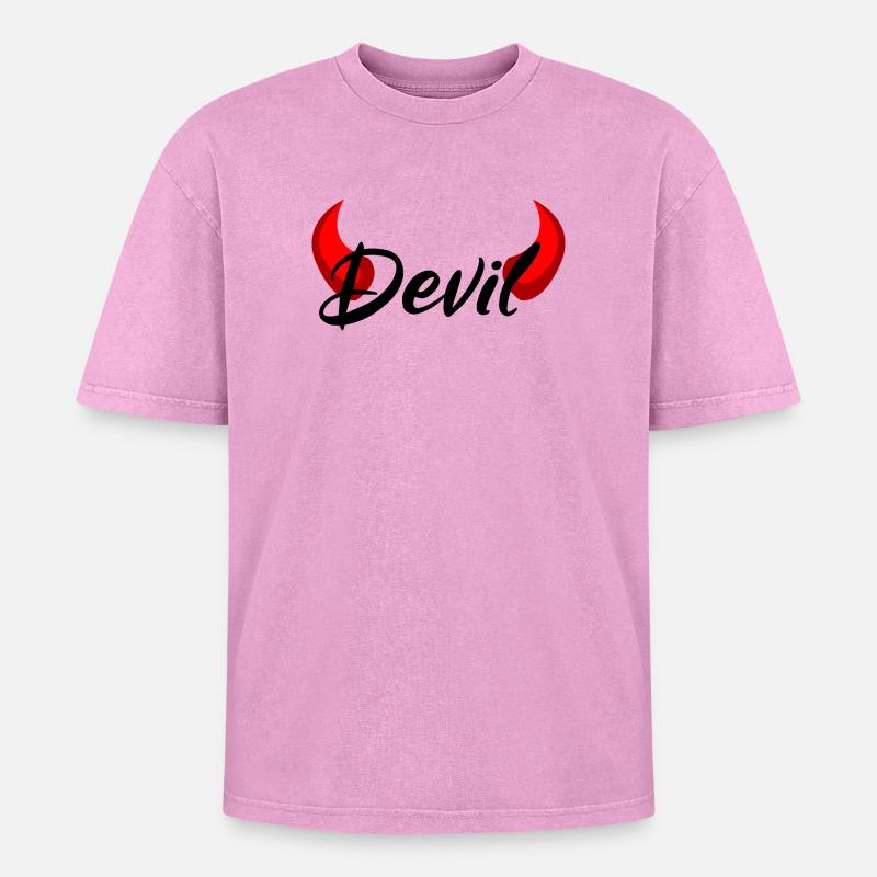 Ich bin ein Teufel - Devil - Oversized Unisex Premium Acid-Washed T-Shirt - Pink Acid Wash