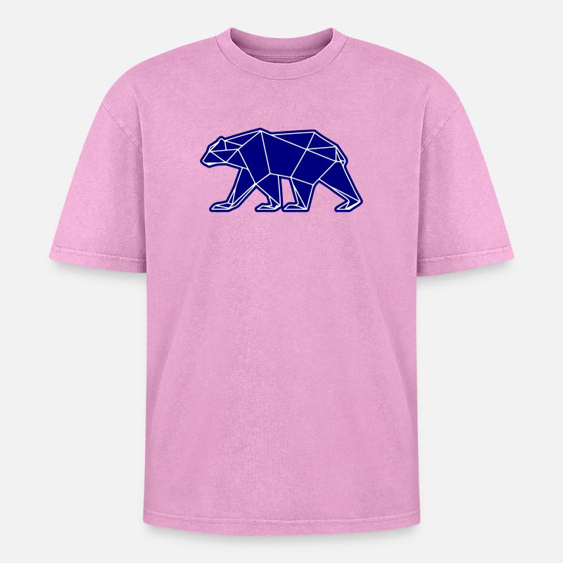 Icône polygonale de l’ours polaire - T-shirt Premium unisexe oversize acid-washed - rose délavé acide