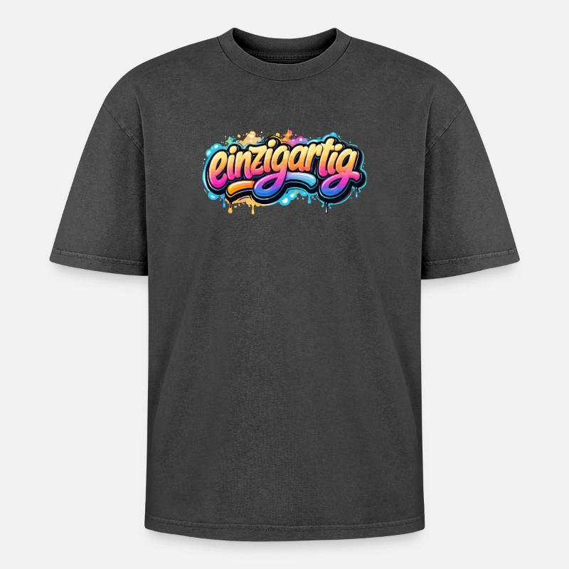 Einzigartig Graffiti Schriftzug - Oversized Unisex Premium Acid-Washed T-Shirt - undefined
