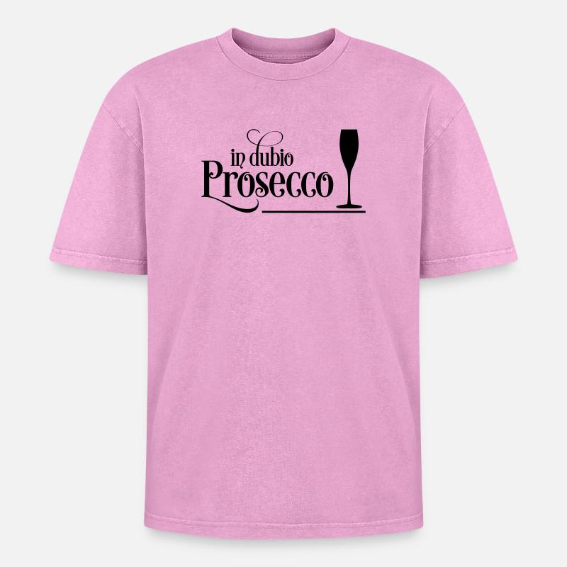 Prosecco - Oversized Unisex Premium Acid-Washed T-Shirt - Pink Acid Wash