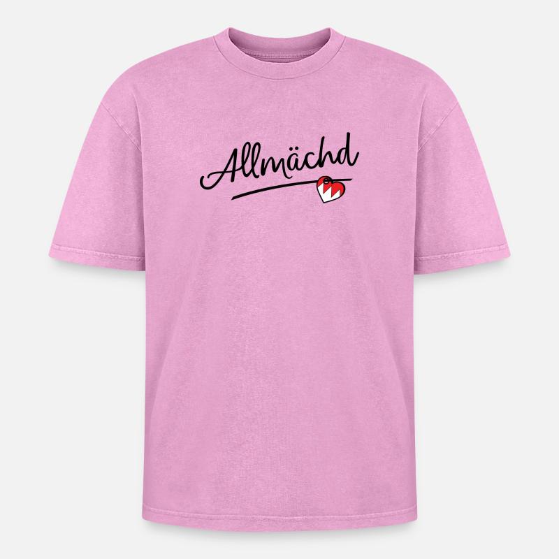 Allmächd - Oversized Unisex Premium Acid-Washed T-Shirt - acid washed pink