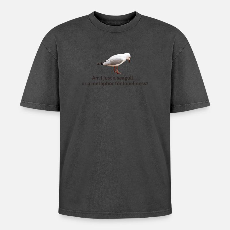 Möwe Einsamkeit Reflexion T-Shirt - Oversized Unisex Premium Acid-Washed T-Shirt - undefined