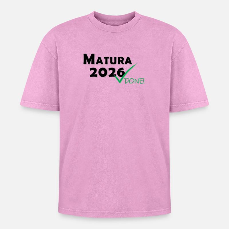 Matura 2026 Done - Oversized Unisex Premium Acid-Washed T-Shirt - acid washed pink