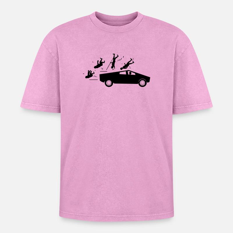 Evolution Unfall Tesla Cybertruck von Musk - Oversized Unisex Premium Acid-Washed T-Shirt - undefined