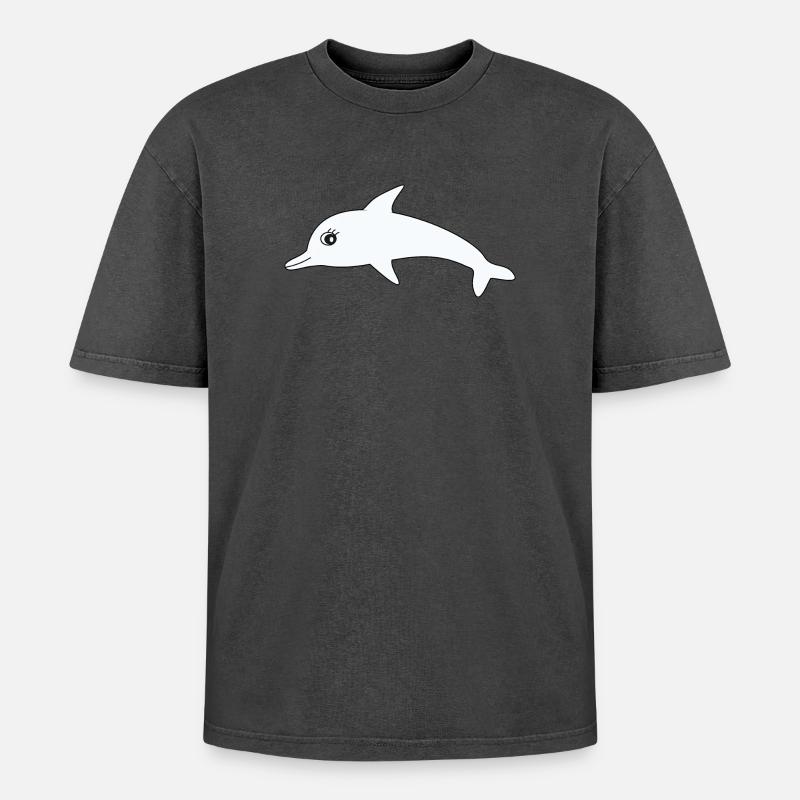 Dolphin Dolphins - Oversized Unisex Premium Acid-Washed T-Shirt - undefined