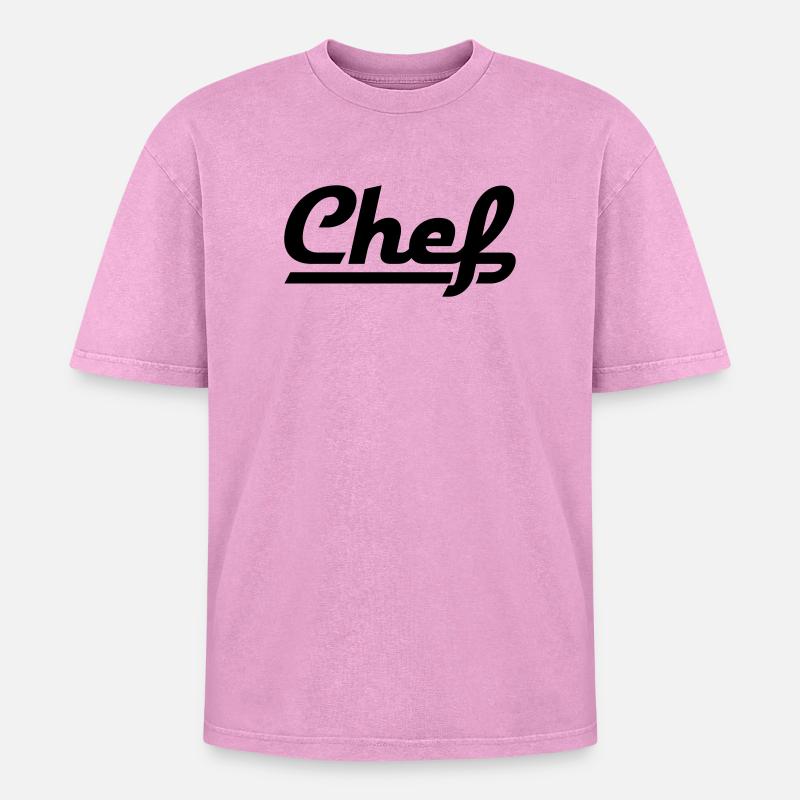 Chef - Oversized Unisex Premium Acid-Washed T-Shirt - Pink Acid Wash