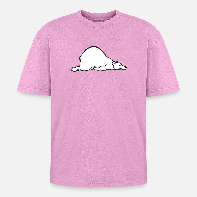 Sleeping bear | Sleeping Bear - Oversized Unisex Premium Acid-Washed T-Shirt - acid washed pink