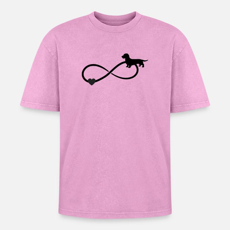 Wire-haired Dachshund Dachshund Infinity - Oversized Unisex Premium Acid-Washed T-Shirt - acid washed pink