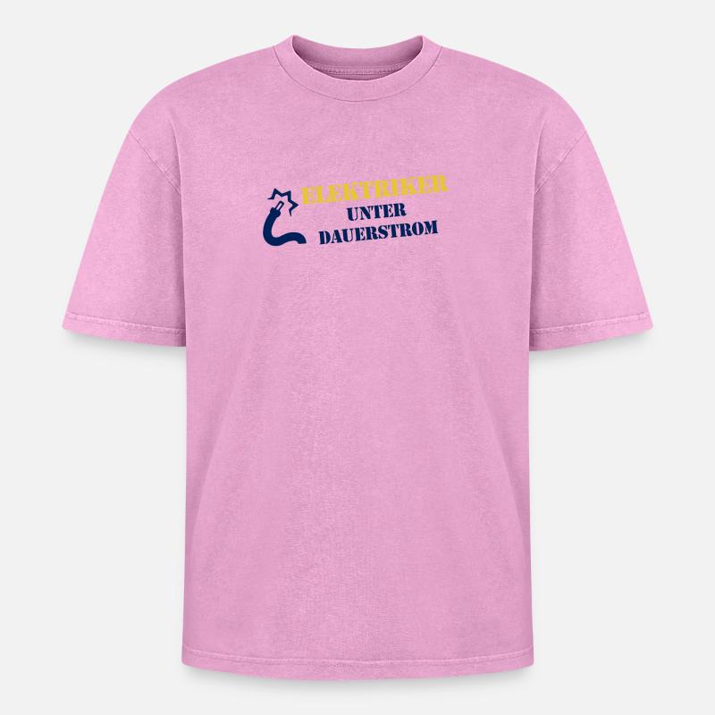 Electrician under continuous current - Oversized Unisex Premium Acid-Washed T-Shirt - acid washed pink
