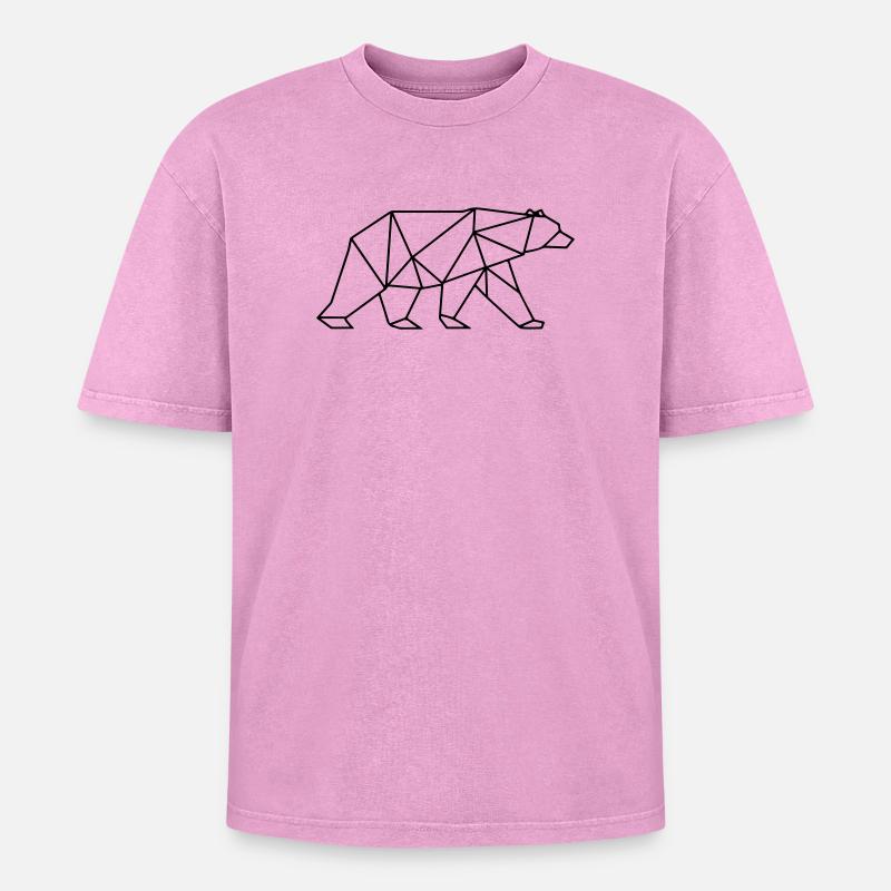Bear Polygon - Oversized Unisex Premium Acid-Washed T-Shirt - acid washed pink