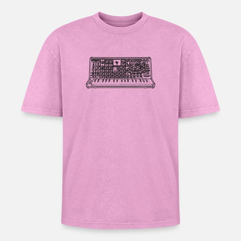 Synth - Oversized Unisex Premium Acid-Washed T-Shirt - Pink Acid Wash