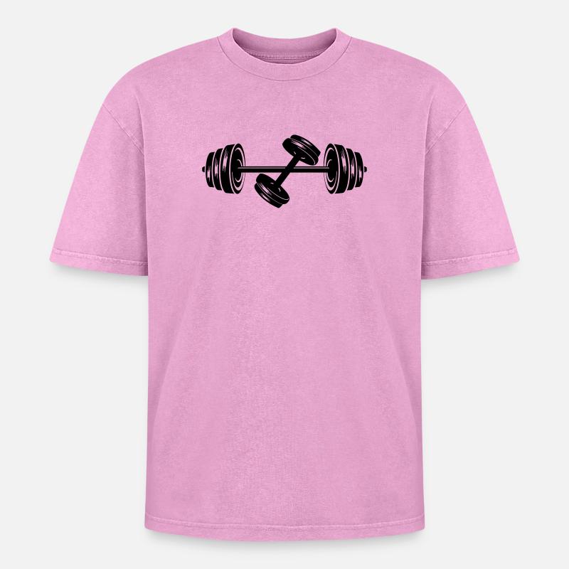 Weights dumbbell discs dumbbell 2 - Oversized Unisex Premium Acid-Washed T-Shirt - acid washed pink