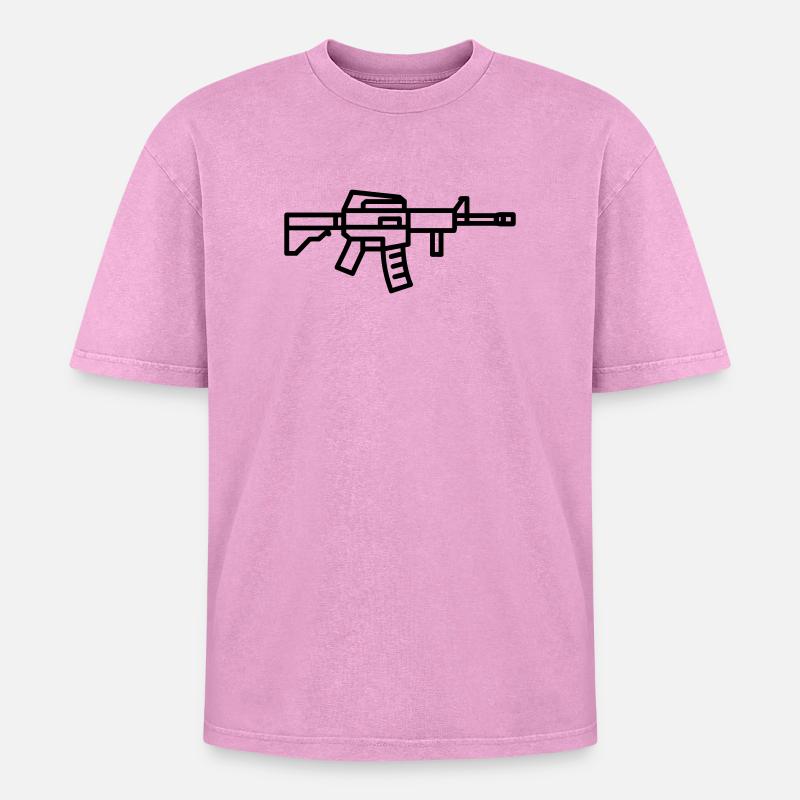 Submachine gun - Oversized Unisex Premium Acid-Washed T-Shirt - acid washed pink