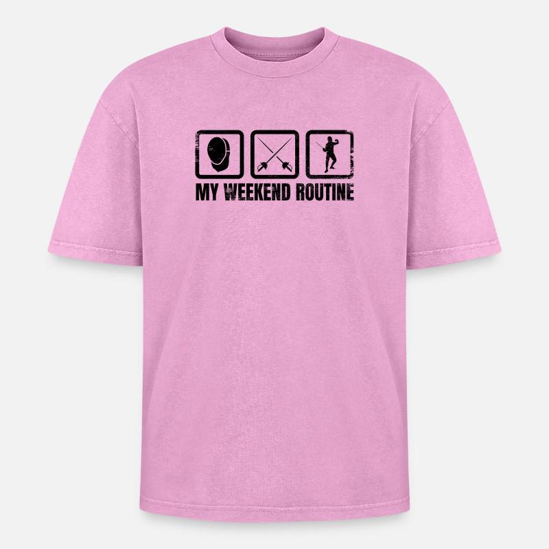 My Weekend Routine - Oversized Unisex Premium Acid-Washed T-Shirt - acid washed pink