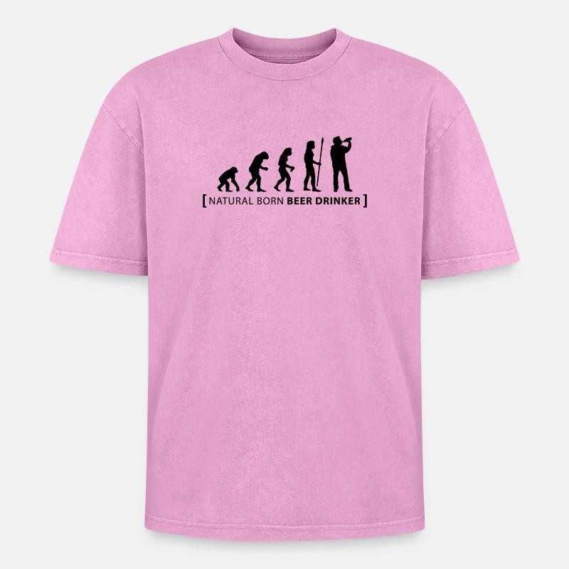 evolution_beer_drinker - T-shirt Premium unisexe oversize acid-washed - rose délavé acide
