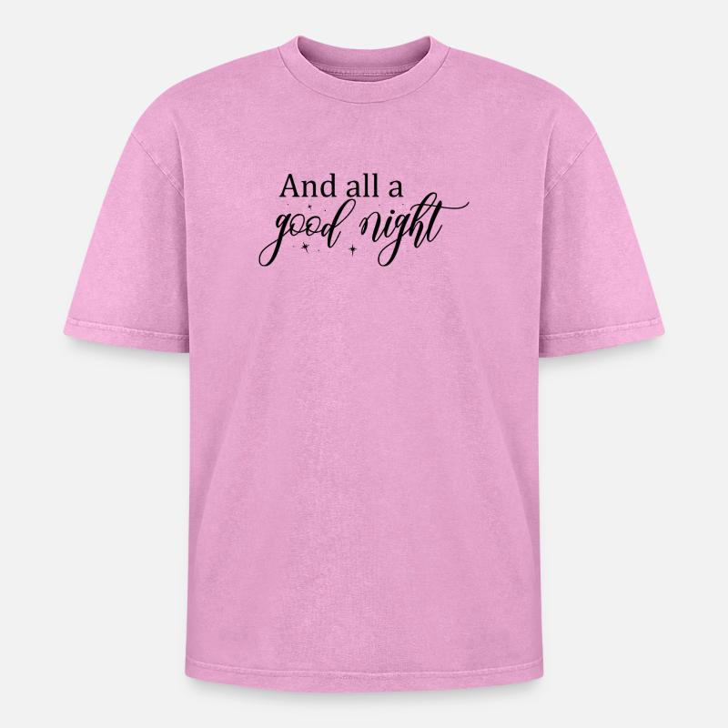Gute Nacht Script mit Sternen - Oversized Unisex Premium Acid-Washed T-Shirt - Pink Acid Wash