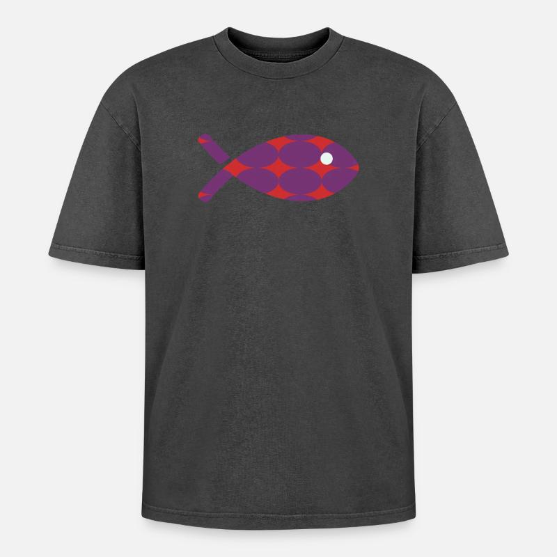 FISCH - Oversized Unisex Premium Acid-Washed T-Shirt - undefined