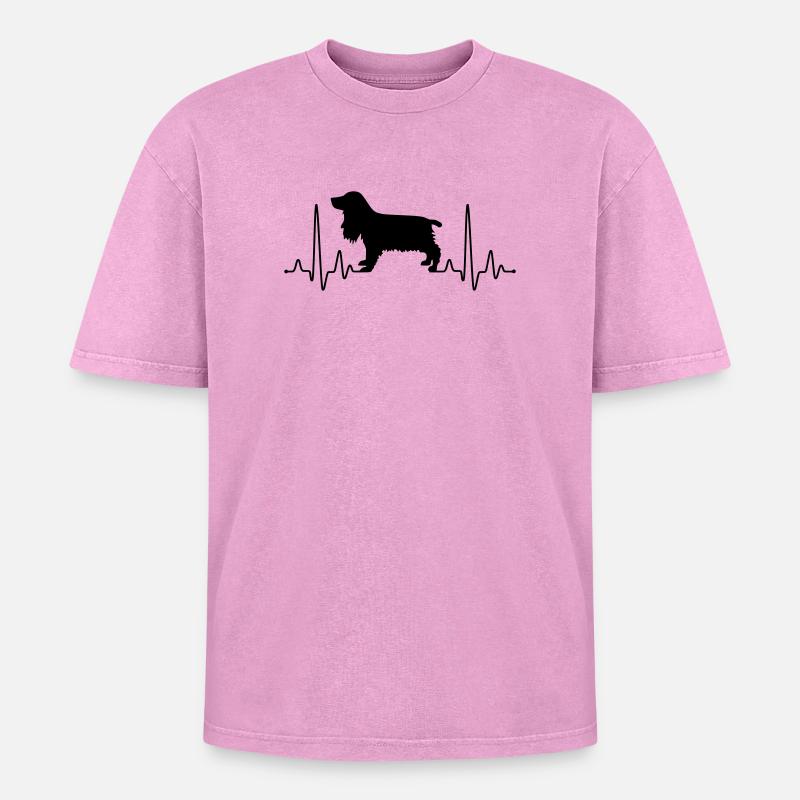 Cocker Spaniel Plus - Oversized Unisex Premium Acid-Washed T-Shirt - Pink Acid Wash