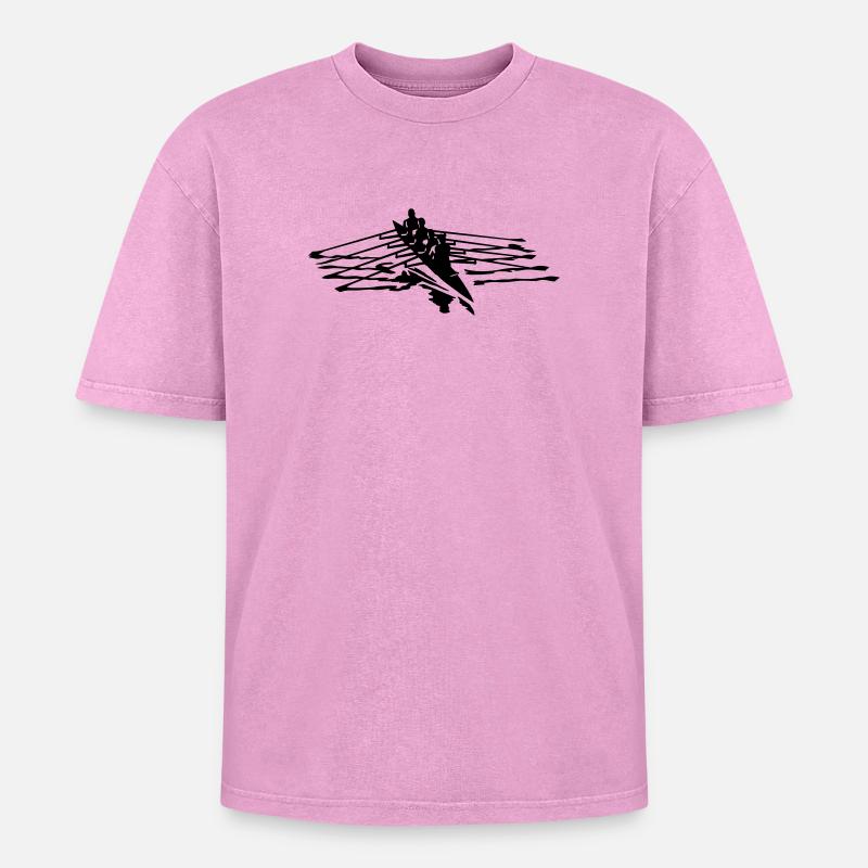 Rowing - T-shirt Premium unisexe oversize acid-washed - rose délavé acide
