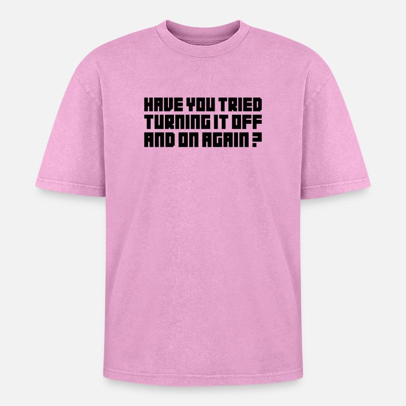 L’éteindre – Nerdiges Computer Statemen - T-shirt Premium unisexe oversize acid-washed - rose délavé acide